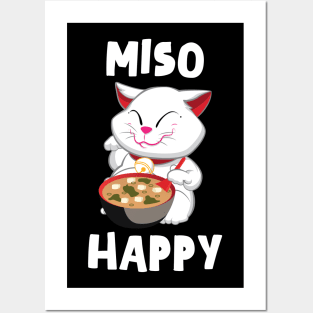 'Miso Happy' Funny Japanese Cat Miso Posters and Art